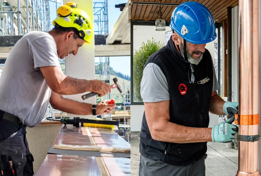 Zwei Spengler bei der Arbeit
